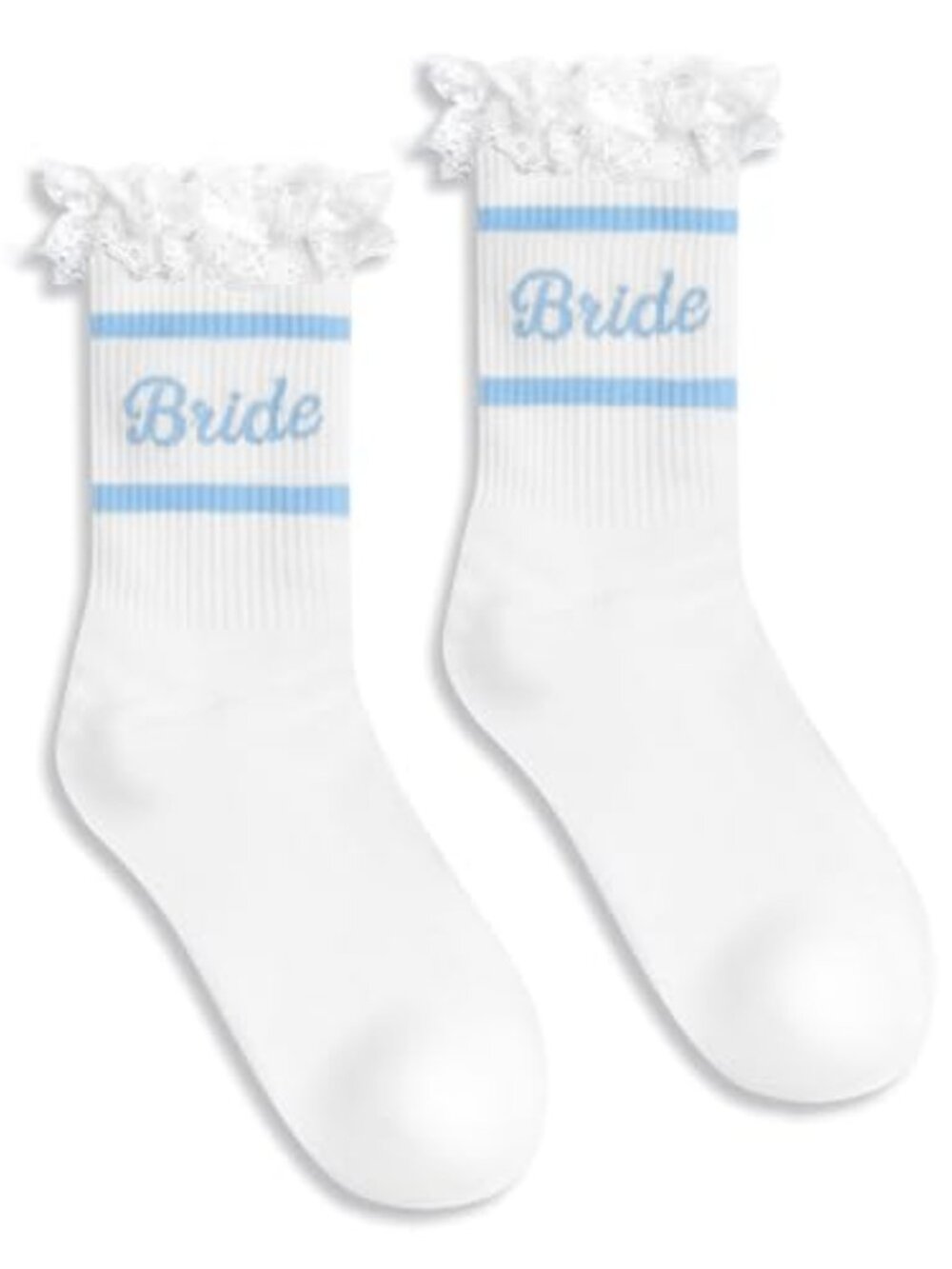 Ruffle Bride Socks White Blue Bride To Be Something Blue Gift Honeymoon